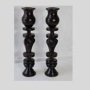 Candle Stand (3pieces) - Black Wood - Eben
